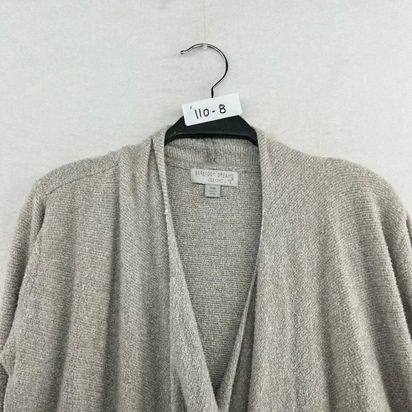 Barefoot Dreams Long Cardigan Women's Sz M Gray Open Front Pockets Cozychic Lite - Picture 12 of 12
